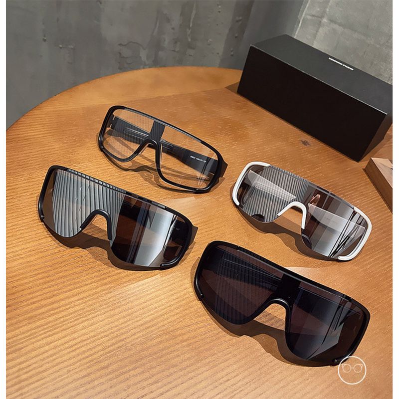 Korean Style Spring Summer One-piece Sunglasses Women With Large Faces, Windproof Cycling Glasses Men, Trendy Reflective_voghion.com