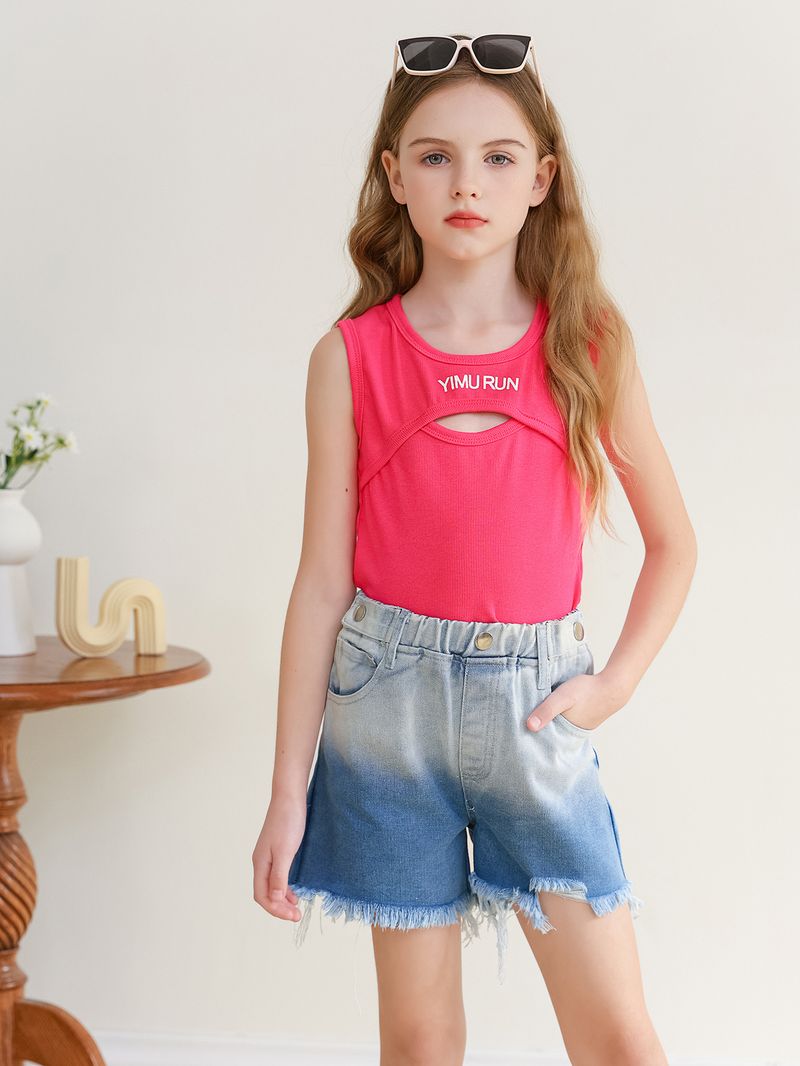 Barnkläder Flickor Sommardräkter medelstora och stora jeansshorts för barn Flickor Fashionabla sommarkläder_voghion.com