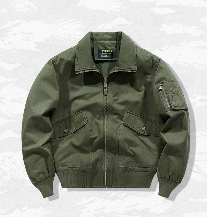 Men’s Lightweight Workwear Jacket – Breathable Cotton Shell With Utility Pockets (M-4XL, Black/Army Green/Khaki)_voghion.com