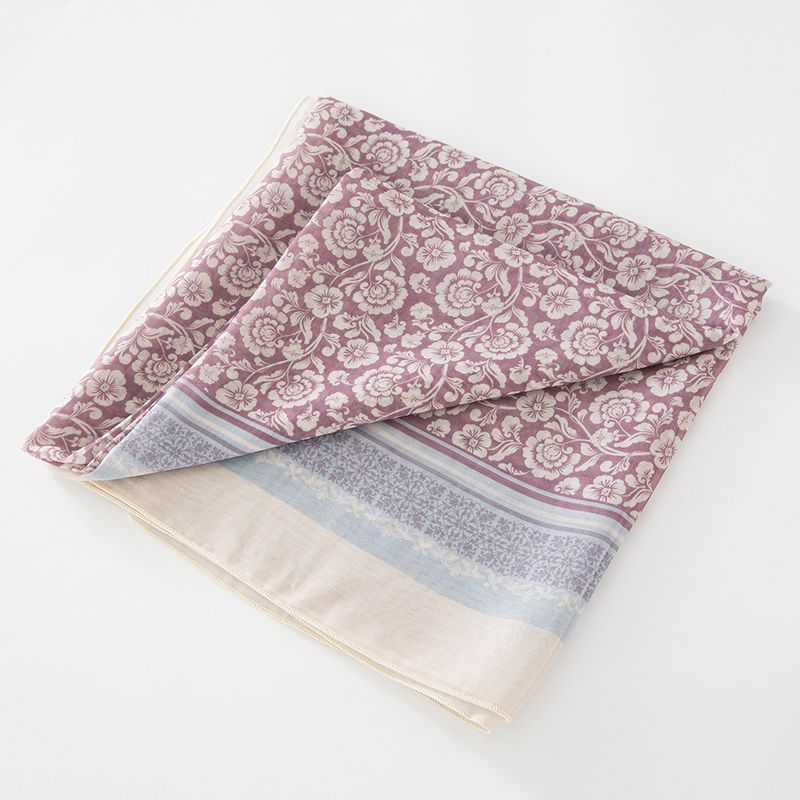 New Malaysian Indonesian Muslim Versatile Line Feeling Light Color Flower Printed Right Angle Curled Balinese Yarn Square Scarf_voghion.com