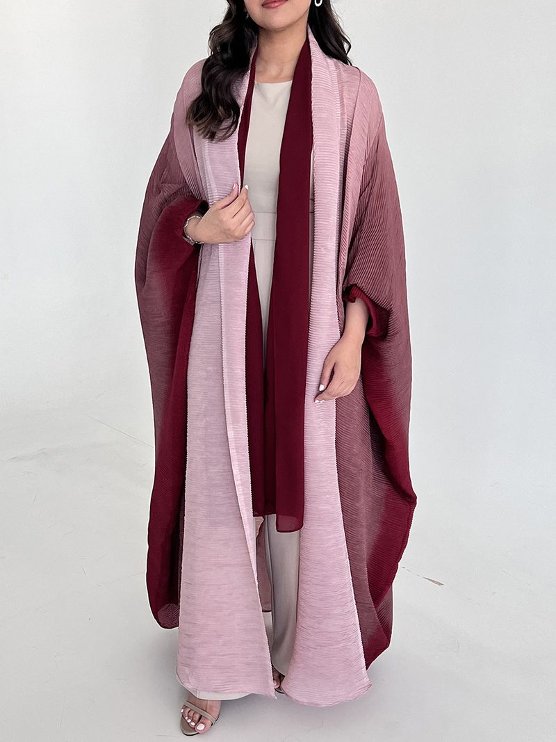 Long-sleeved windbreaker jacket for women new gradient color plus size bat sleeve scarf-style long outer coat_voghion.com