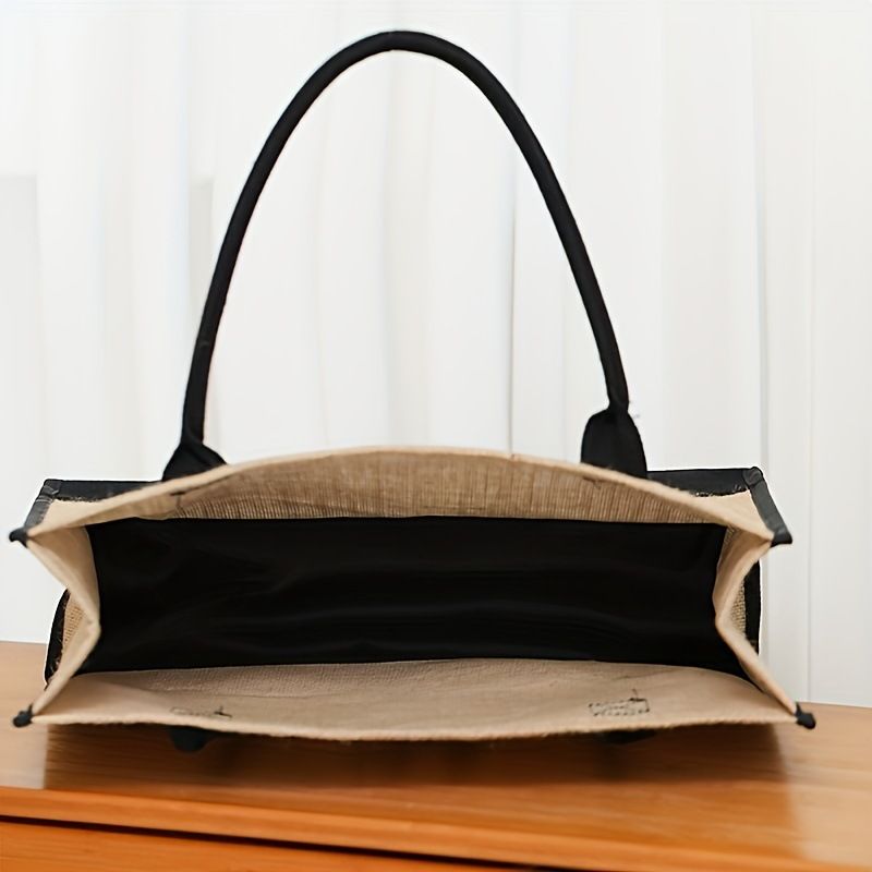 Borsa tote di grande capacità Huangma, set di lettere stampate semplici e alla moda, borsa per la spesa regalo portatile_voghion.com