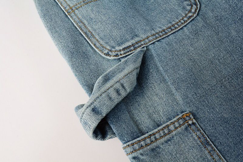Men's Clothing men's patchwork contrast color distressed slightly flared washed jeans flared jeans_voghion.com