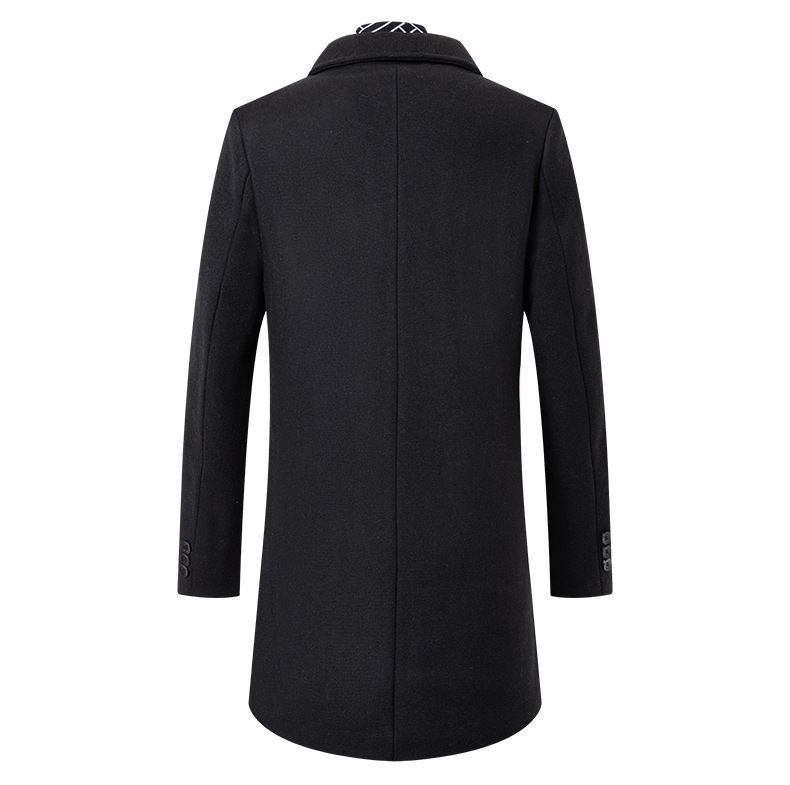 Trench da uomo in misto lana con sciarpa - Elegante soprabito lungo per l'inverno (cammello, nero, grigio) - Vestibilità slim e antipiega_voghion.com