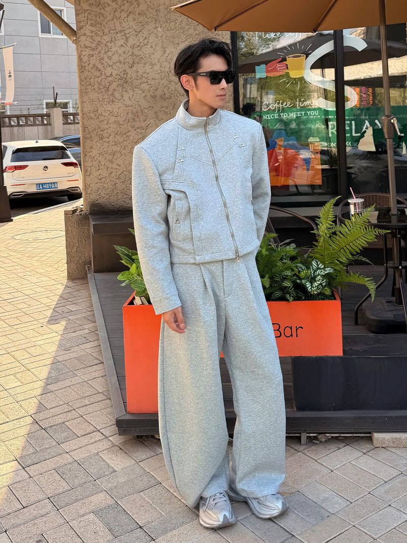 Conjunto de chaqueta y pantalón Eon Modish 25 de estilo americano moderno de otoño, con diseño dividido y personalidad._voghion.com