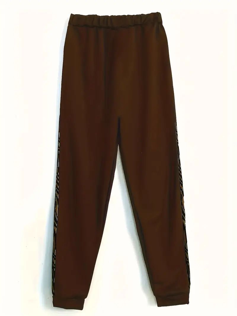 Ensemble sweat à capuche imprimé lettre pour femme, sweat-shirt à manches longues et pantalon à taille élastique_voghion.com