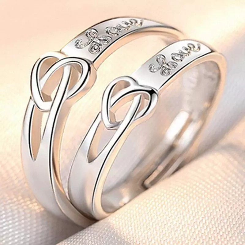 Paarring Weißgold Paarring Festivalschmuck Einfaches Valentinstags-Geburtstagsgeschenk_voghion.com