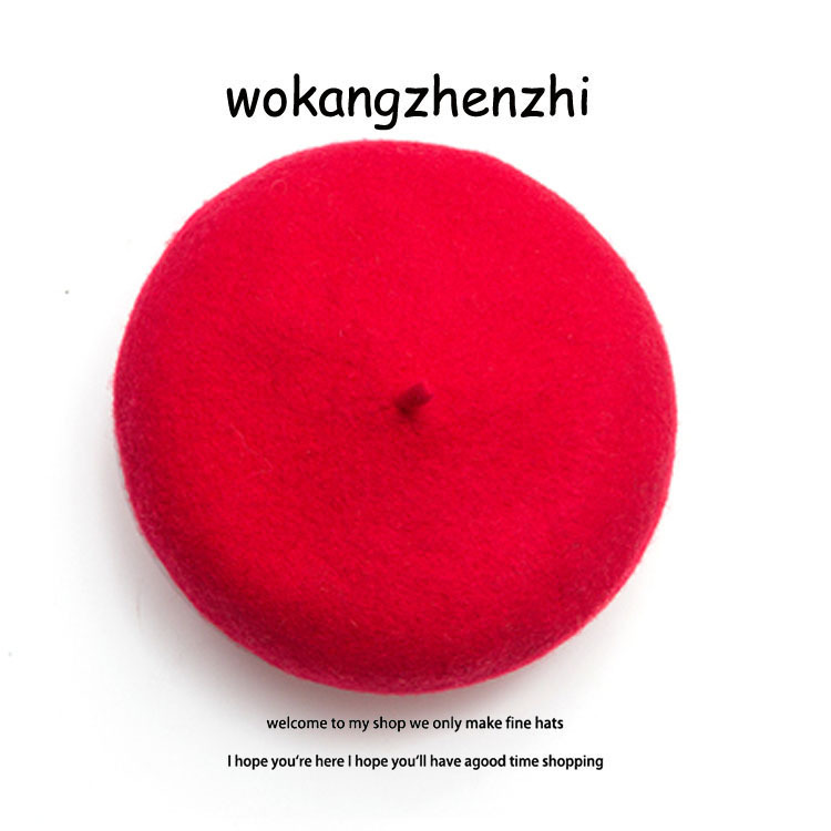 Wełniany beret damski Ishihara Satomi beret w tym samym stylu jesienno-zimowy wełniany beret retro niebieska czapka malarza_voghion.com