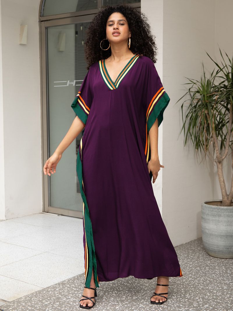 Kadın Baskılı Rayon Plaj Elbisesi - UPF Korumalı Uçuşan Boho Kimono Bornoz (Tek Beden, Hafif ve Nefes Alabilir)_voghion.com