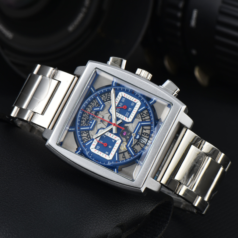 AliExpress Hot Sale Men's Square -pin Full-function Quartz Watch Two-color Strap Watch Factory Wholesale_voghion.com