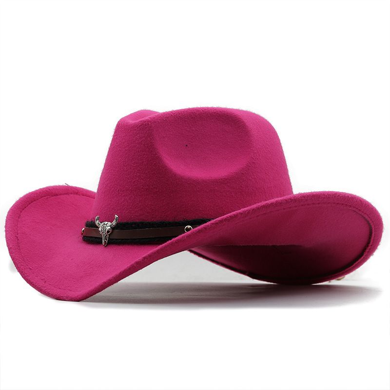 Metāla Bullhead Label Western Cowboy Top Hat Hot Pārdodu Vilnas Džeza Cepure Filca cepure Vīriešu un Sieviešu Top Cepures Saulessarga cepure_voghion.com