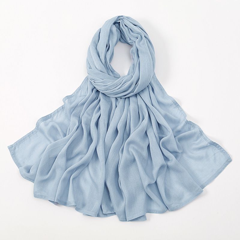Sciarpe da donna autunno e inverno, nuove e popolari sciarpe in cotone malese indonesiano, con bordo largo, traspiranti, in modal, tinta unita, da donna_voghion.com