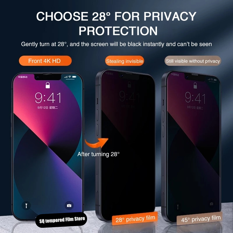 2PCS Privacy Protezione Dello Schermo Per il iPhone 14 PRO MAX Anti-Spy di Vetro Per il iPhone 13 12 11 XS Max XR 7 8 più SE 2022 Vetro Temperato_voghion.com