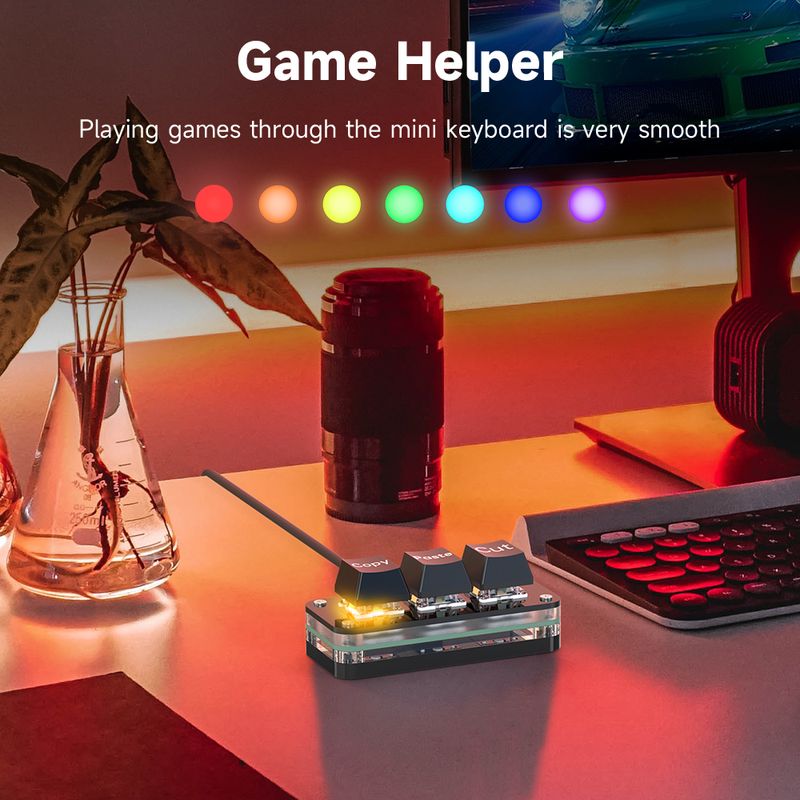 Mini clavier à copier-coller personnalisé, 2 touches avec lumière LED, mécanique, échange à chaud, USB-C, programmables ro_voghion.com