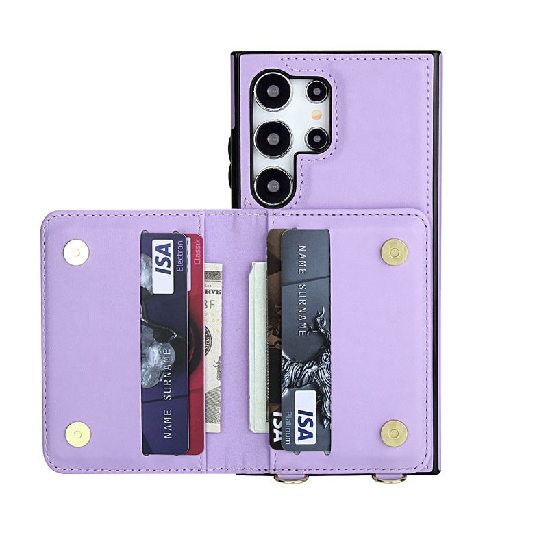 Magnetische portemonnee leren hoes voor Samsung Galaxy S25 Ultra S24 Plus S23 S22 S21 Crossbody RFID-blokkerende kaart_voghion.com