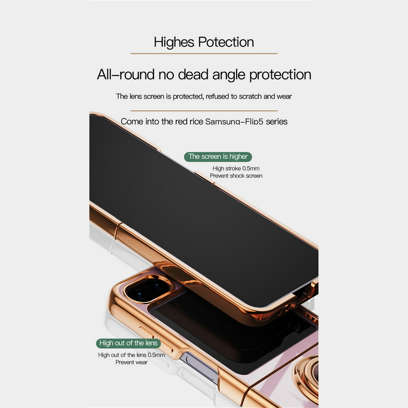 Plating Silicone Magnetic Ring Holder Stand Case For Samsung Galaxy Z Flip5 Flip4 Flip3 5G Folding Bracket Shockproof_voghion.com