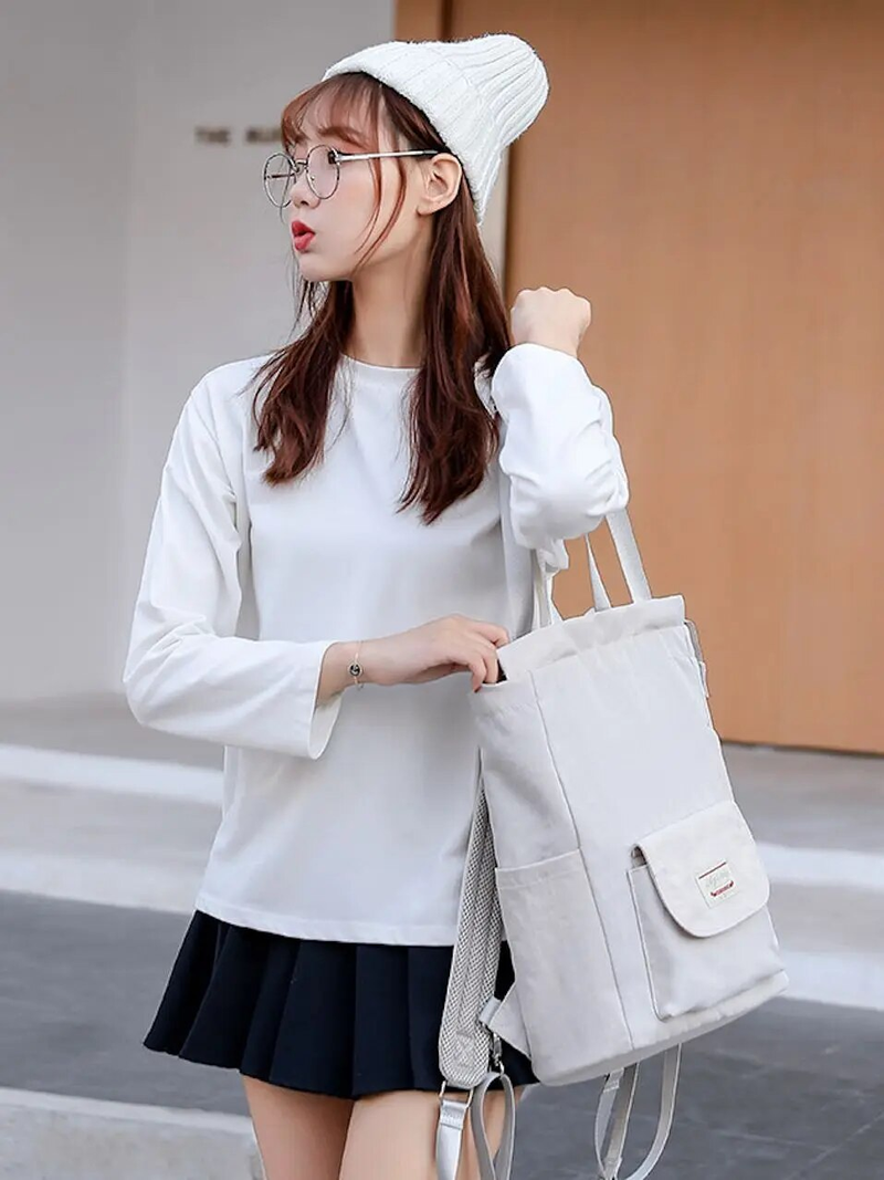 Kadın Sırt Çantası Su Geçirmez Şık Dizüstü Bilgisayar 13, 13,3, 14, 15,6 İnç Kore Moda Oxford Kanvas USB Üniversite Sırt Çantası_voghion.com