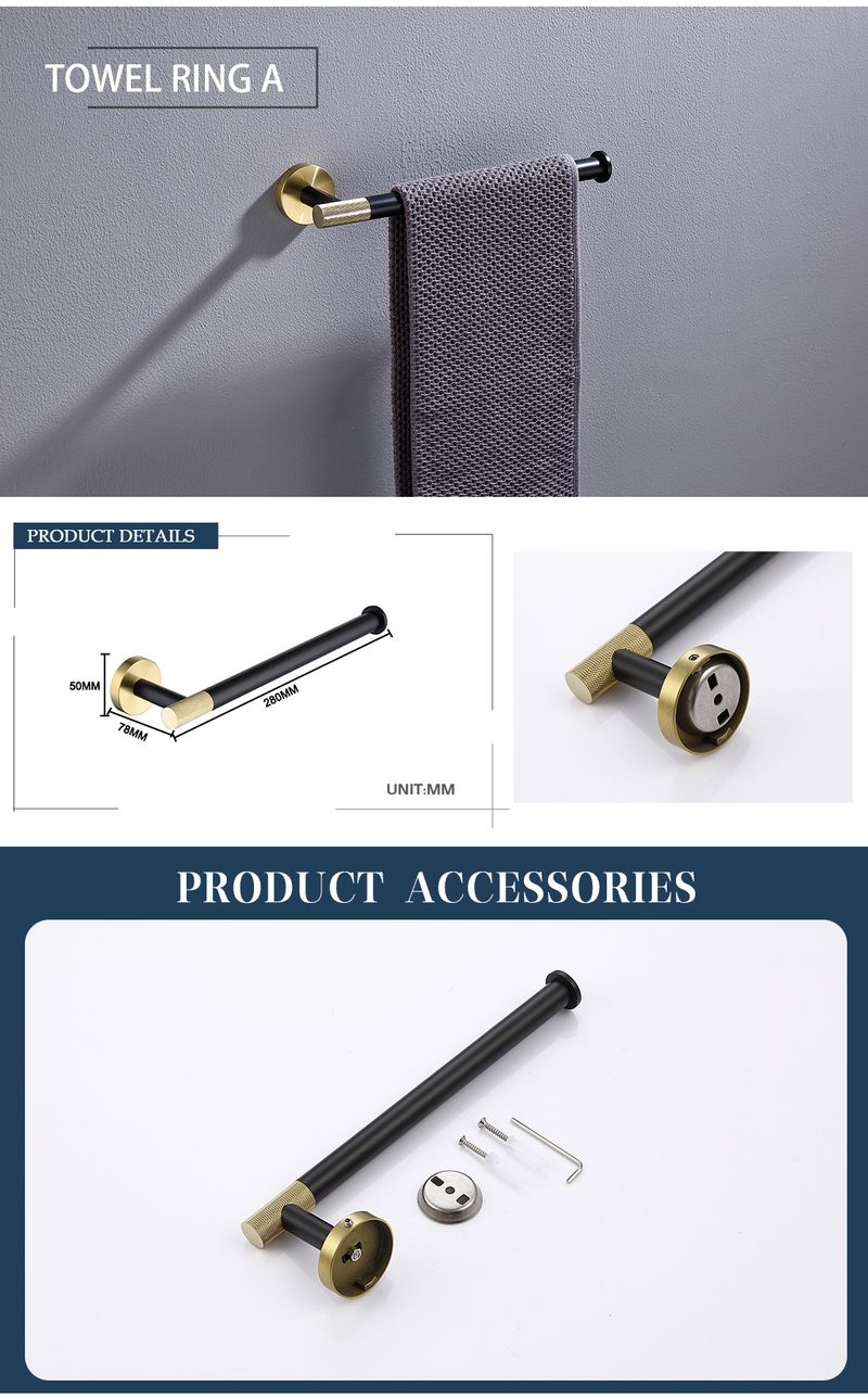 Appendiabiti da bagno in ottone zigrinato Portasciugamani nero muto Porta fazzoletti Gancio per vestiti Scopino per WC Portasapone Anello per asciugamano completo_voghion.com