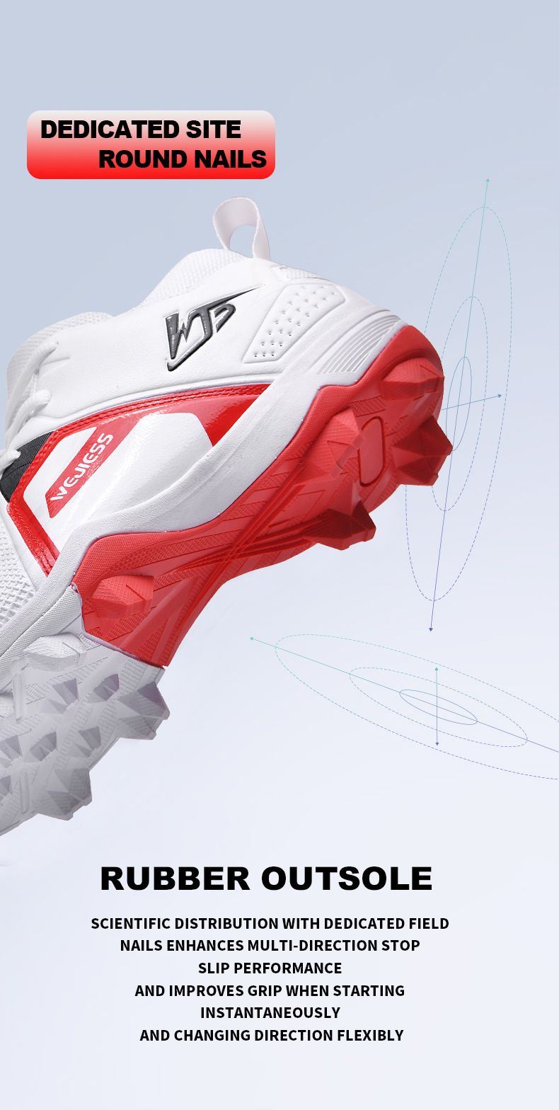 Men's Soccer Rugby Shoes, Baseball Shoes With Full Super Movable Surface + MD Rubber Sole_voghion.com