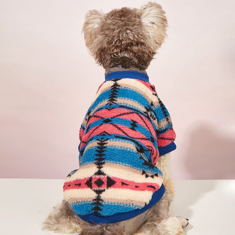 Felpa con cappuccio a righe in peluche per animali domestici, stile autunno inverno, per cani e gatti_voghion.com