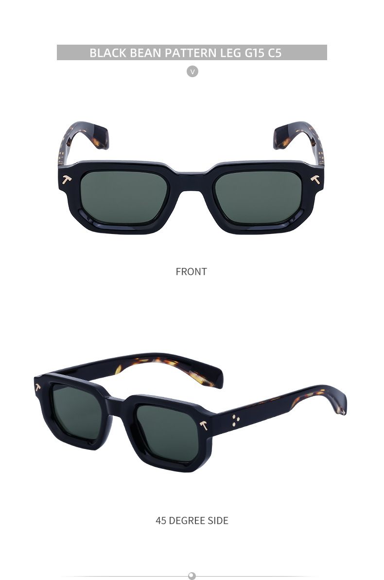 Neue modische Sonnenbrille mit quadratischem Rahmen für Herren, Persönlichkeit, einfache Sonnenbrille, schwarze Sonnenbrille für Herren_voghion.com