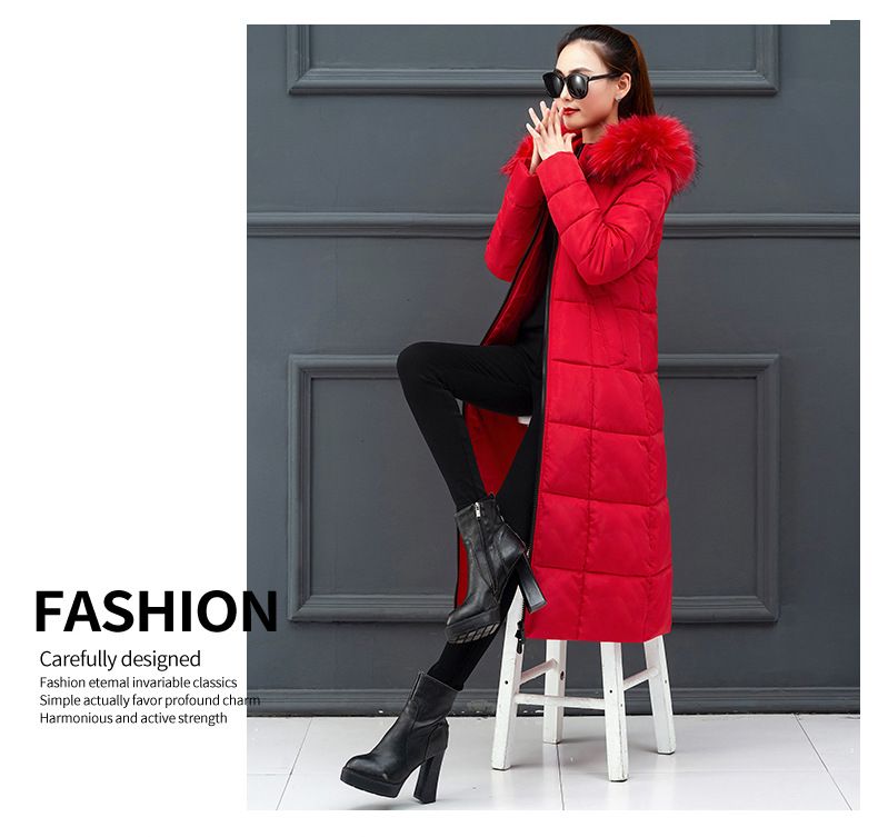 Women's Clothing Plus Size Long Puffer Coat With Faux Fur Hood - Korean Style Oversized Winter Jacket, Warm Thickened Down Alternative, Loose Fit_voghion.com