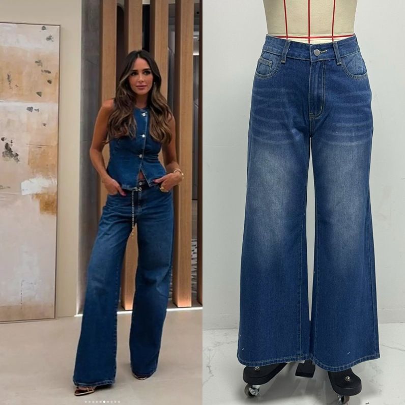 Damkläder Ärmlös väst Mode vida ben Denimkostym_voghion.com
