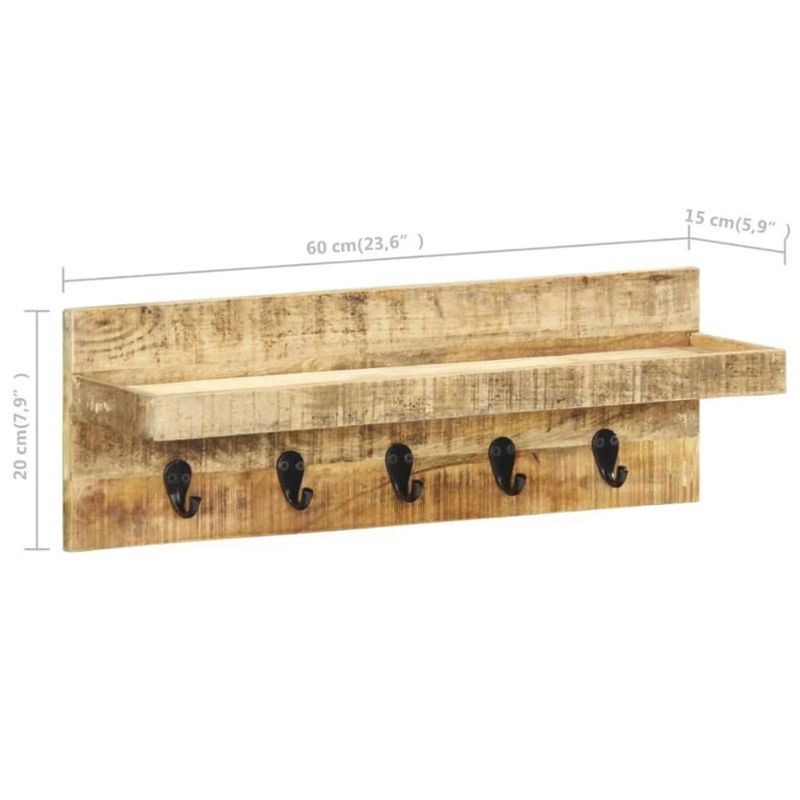 Wall 23.6x5.9x7.9 Rough Wood Rack Mango Coat Solid Mounted_voghion.com