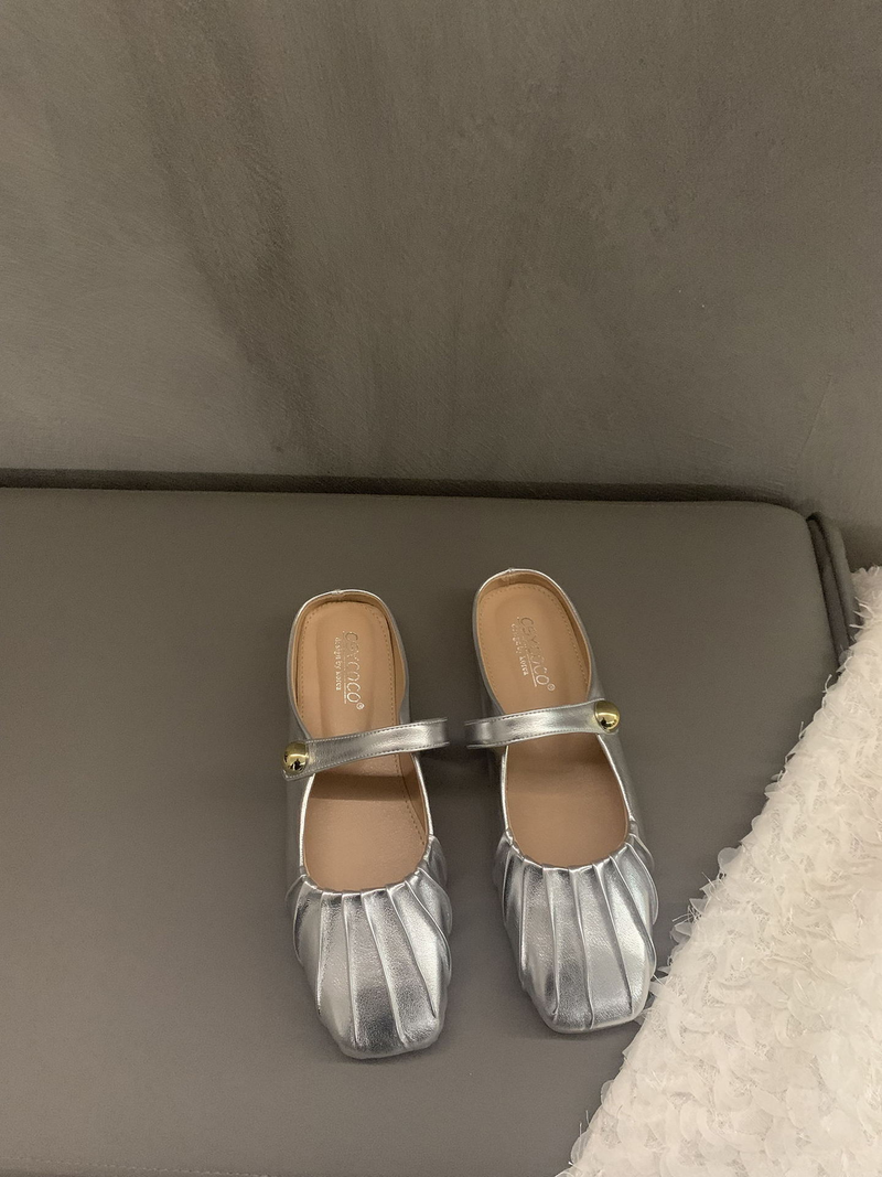 p5 Silberne Baotou-Halbhausschuhe mit flachem Boden draußen tragen 2023 Sommer neue Mutter Mary Jane Muller Damensandalen Einzelschuhe_voghion.com