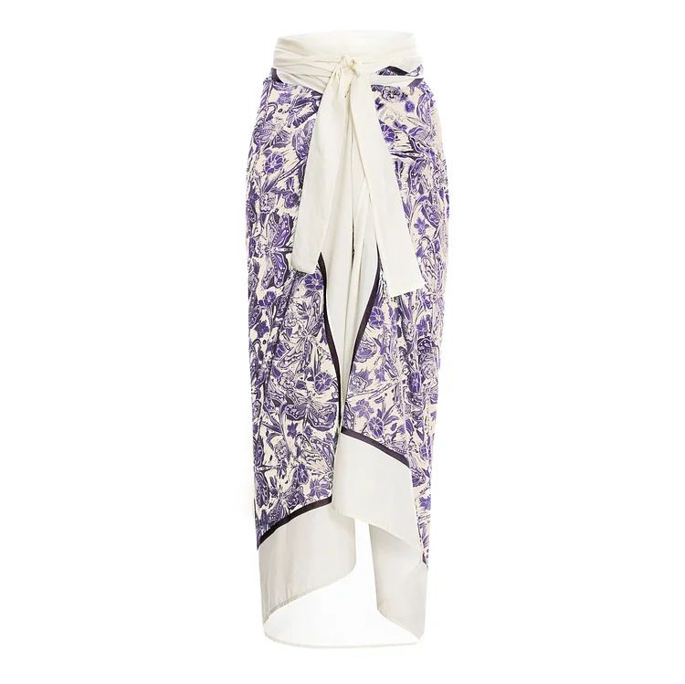 Traje de baño de una pieza con estampado de libélula púrpura hueco con cordón en la cintura de nuevo estilo para mujer y traje de falda cruzada estilo popular_voghion.com