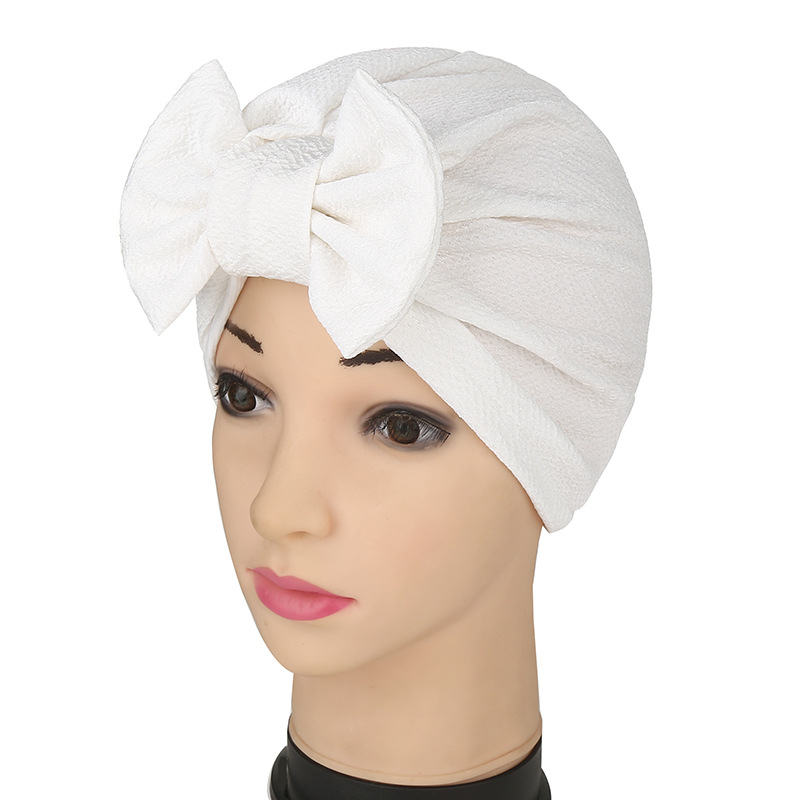 Women's Hats ladies bow Indian pullover headscarf hat Muslim elastic headscarf_voghion.com