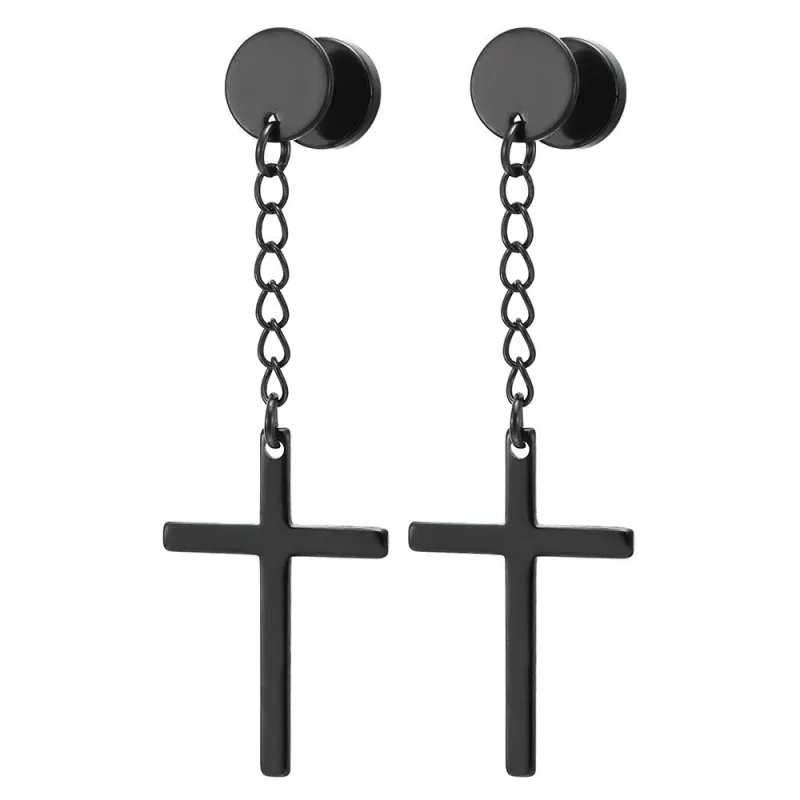 Acciaio chirurgico garofano nero da uomo e da donna, piccoli gioielli retrò hip hop, accessori, orecchini, all'ingrosso_voghion.com