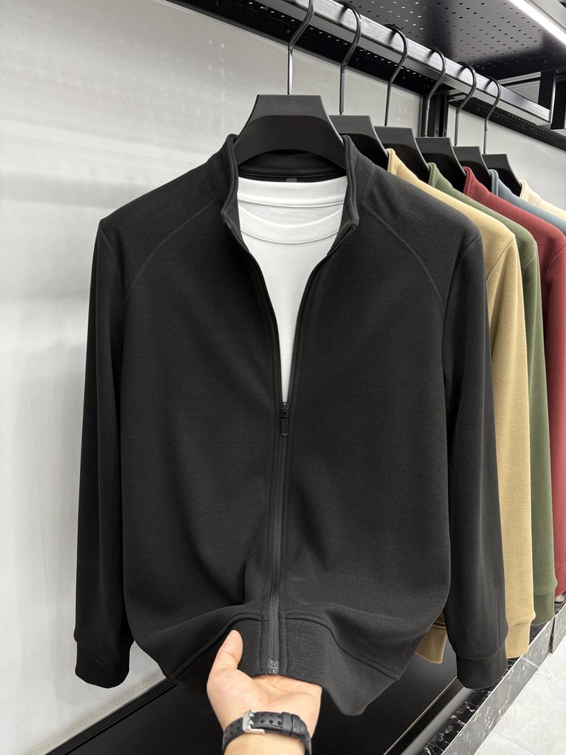 2025 New Integrated Fleece Men's Stand-up Collar Jacket, Autumn And Winter Fleece Fleece Cardigan Jacket Jacket Liner_voghion.com