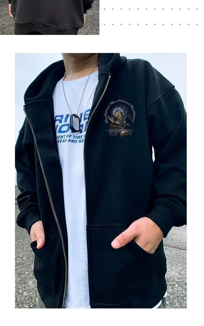 Sweater Men's Zipper Fat Oversize Hooded Large Cardigan Plus Size Coat Spring and Autumn 8XL_voghion.com