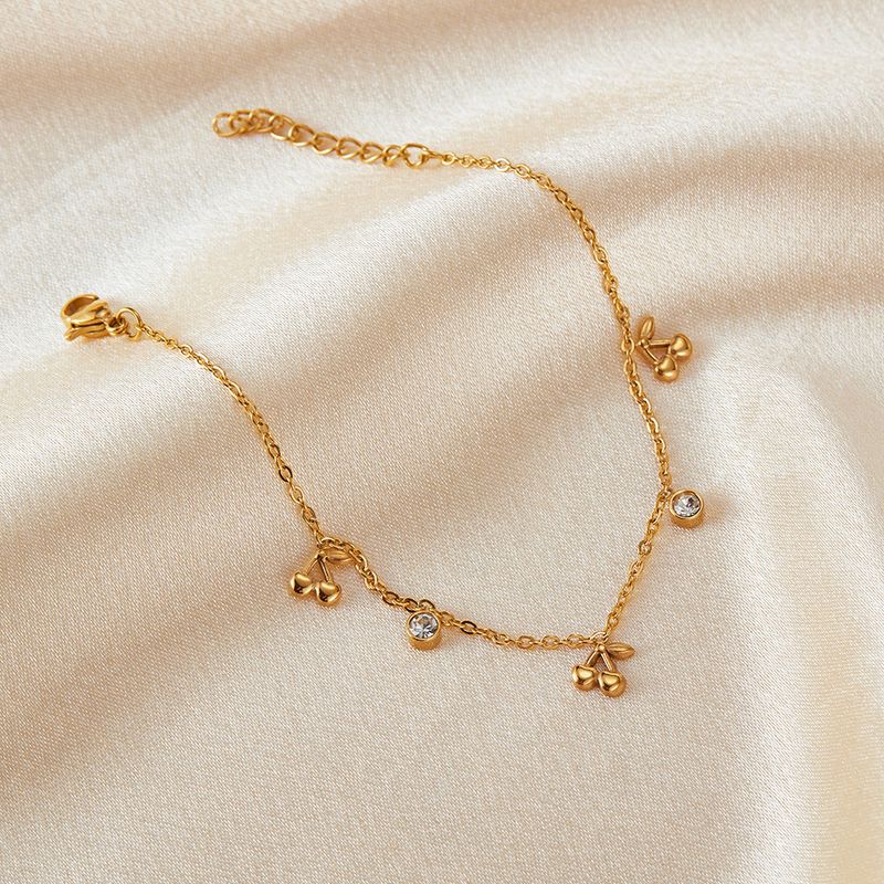 Bracelet en acier inoxydable pour femme, bijou simple et créatif, motif cerises, style tempérament, en titane_voghion.com