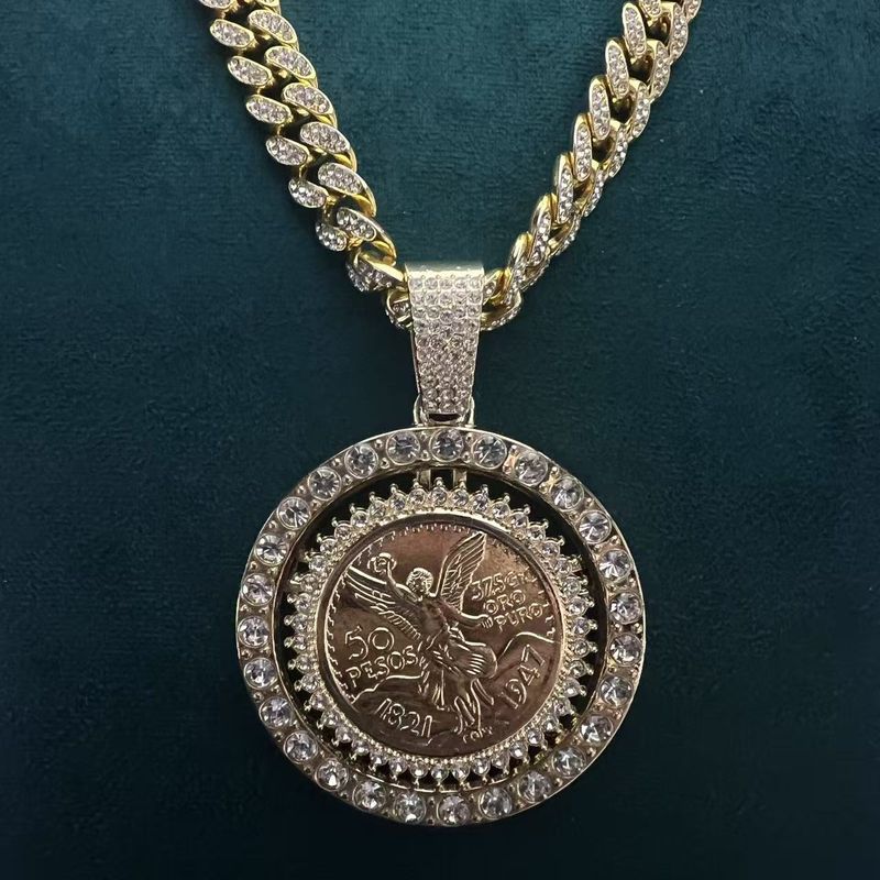 Hip Hop Style Rotating Necklace Alloy Personality Religious Turning Cuban Full Diamond Chain Pendant For Men_voghion.com
