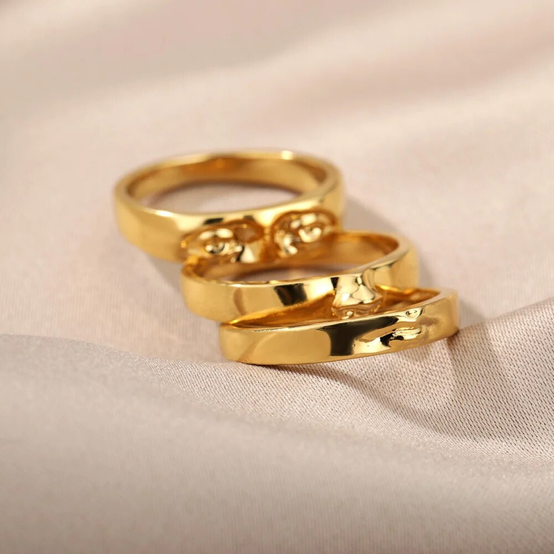 Anillos de ojo de David listos para usar para mujer, de acero inoxidable, chapados en oro, estilo vintage, juego de anillos apilables para los dedos, joyería emo hecha a mano_voghion.com