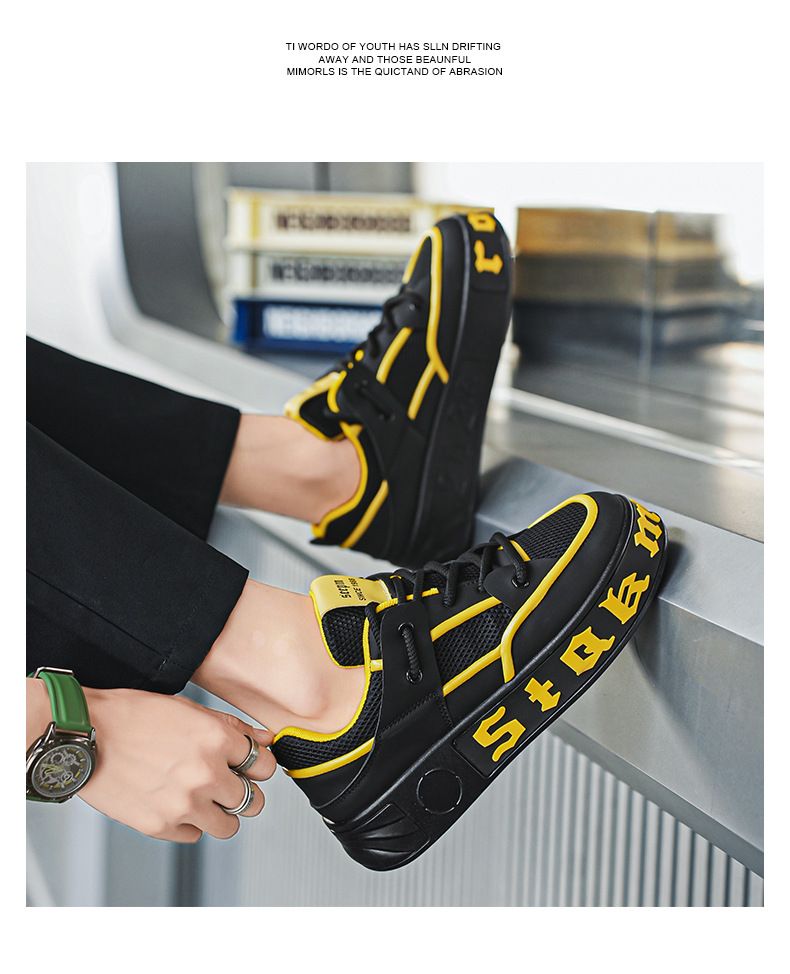 Herren-Marken-Mesh, vielseitiges Nischendesign, lässig, sportlich, dicke Sohle, erhöhte kleine weiße Trendschuhe_voghion.com