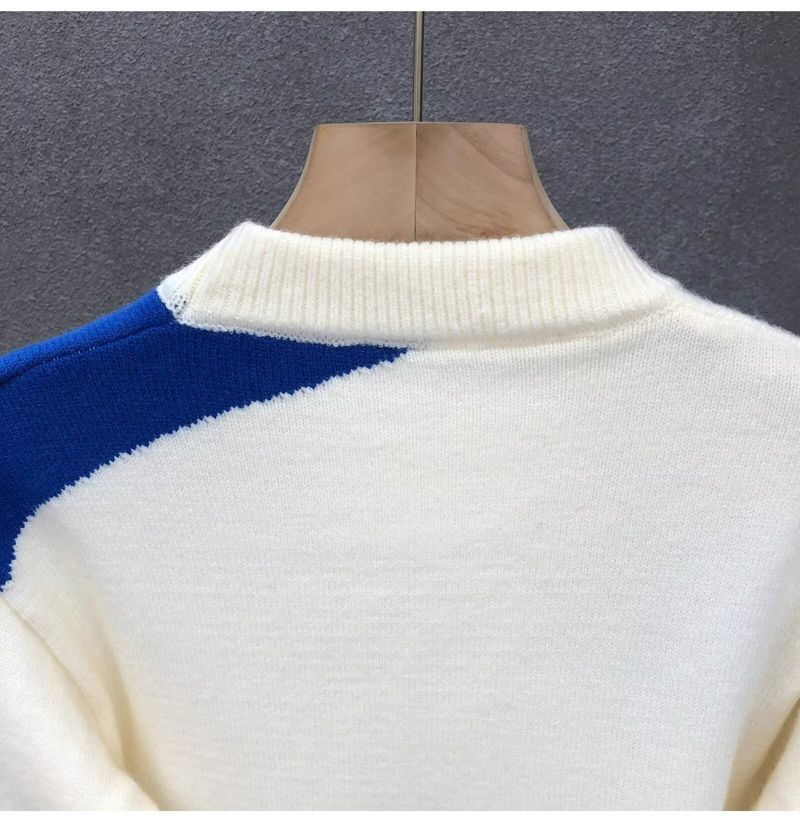 Men's Clothing Men's Round Neck Contrast Color Sweater Autumn New Men's Clothing Youth Trendy Casual Sweater Loose_voghion.com