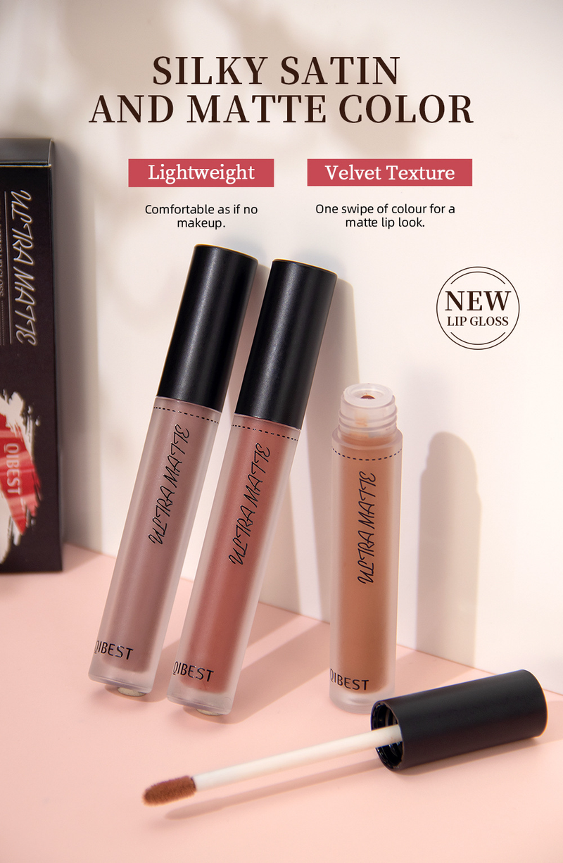 Carina QIBEST mat gloss, stick cups, falmer ikke, langtidsholdbar flydende fugtgivende læbestift, nem at påføre lipgloss makeup_voghion.com