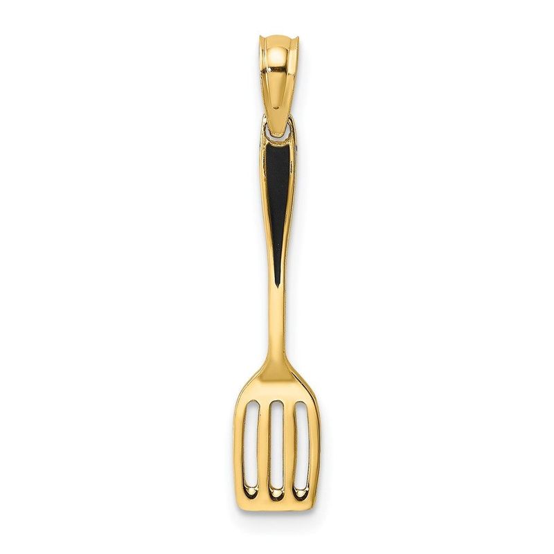 14K W/ Black Enamel 3-D Spatula Charm_voghion.com