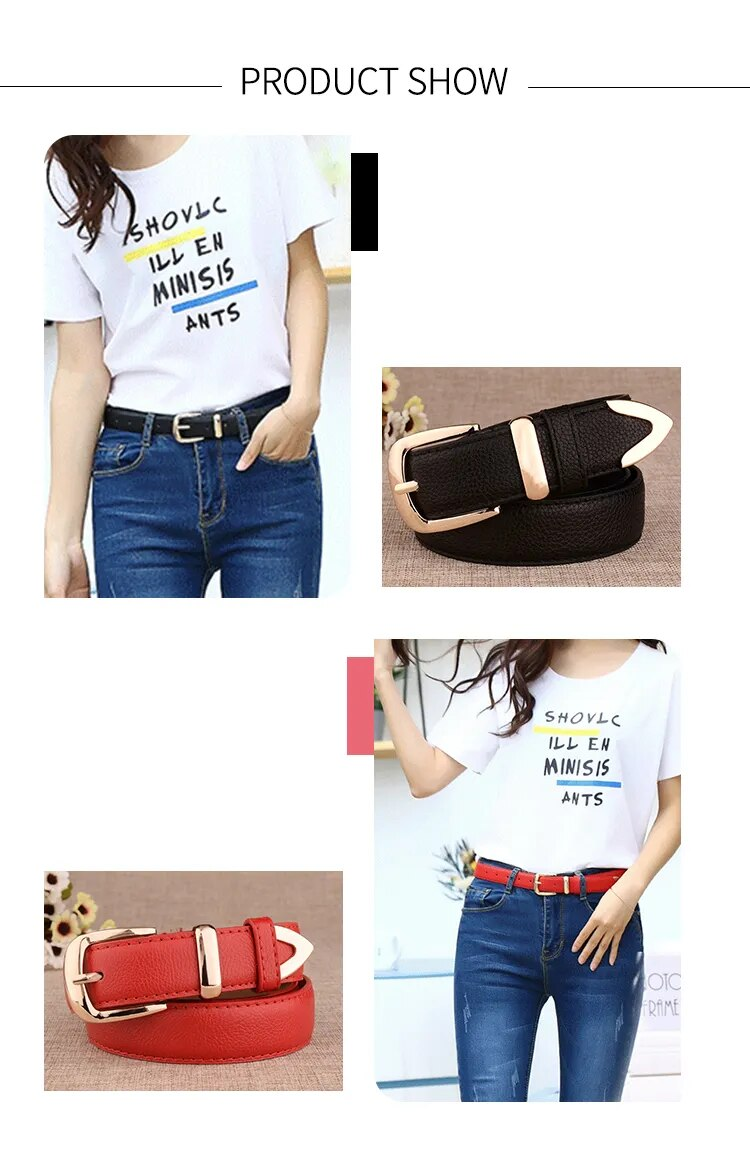 HOT Fashion Women Genuine Leather High Quality Gold Buckle Best Matching Dress Jeans Belts for Lady LB2146_voghion.com