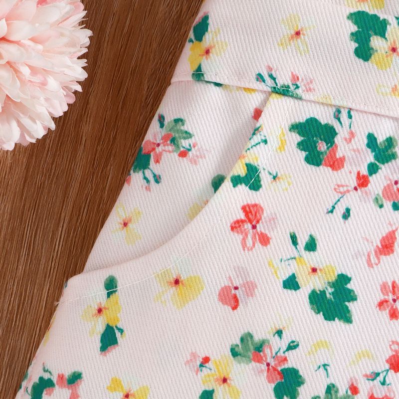 Babykleidung Mädchen zweiteiliges Sommer-Set mit ärmellosen Hosenträgern aus Baumwolle mit Schlaglochmuster_voghion.com