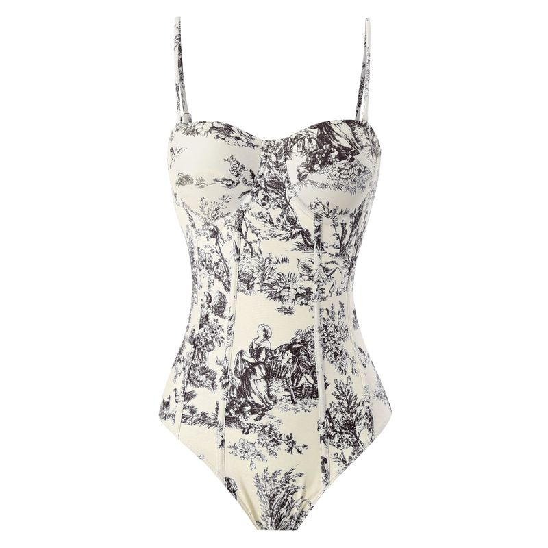 Roupas femininas Maiô de uma peça Feminino justo justo fino retrô protetor solar saia longa maiô de duas peças de primavera quente_voghion.com