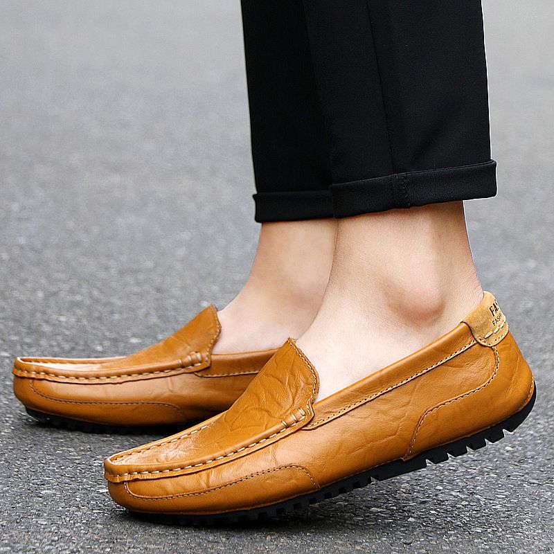 ShoeGlobe, produttore di berretti in stock a lungo termine, scarpe da guida casual da uomo in pelle di grandi dimensioni, in stile britannico_voghion.com