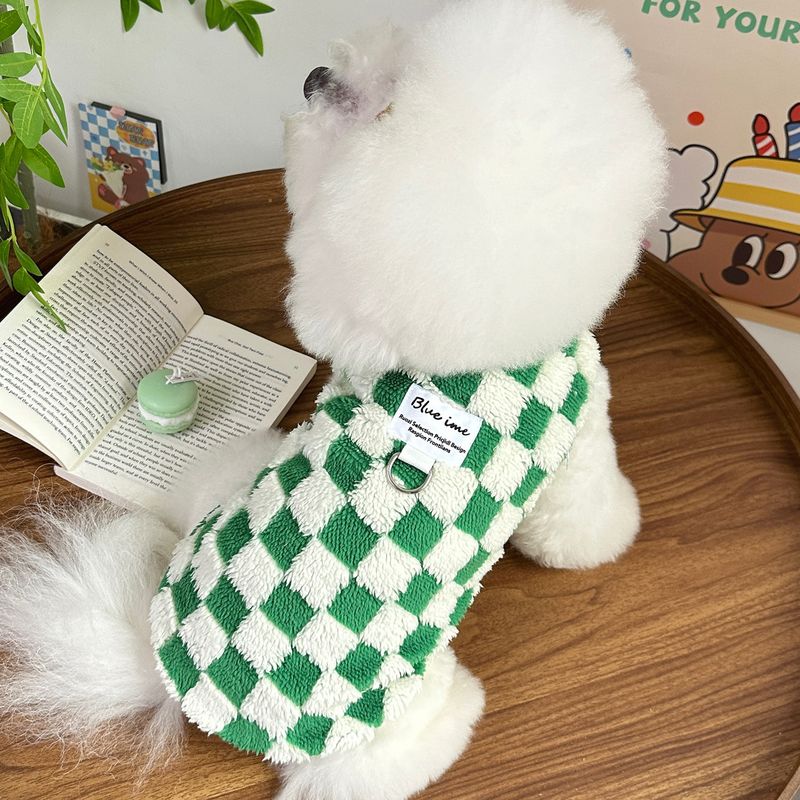 Ropa cálida de felpa para perro y gato, estilo nuevo de otoño, con correa, para bichón y caniche_voghion.com