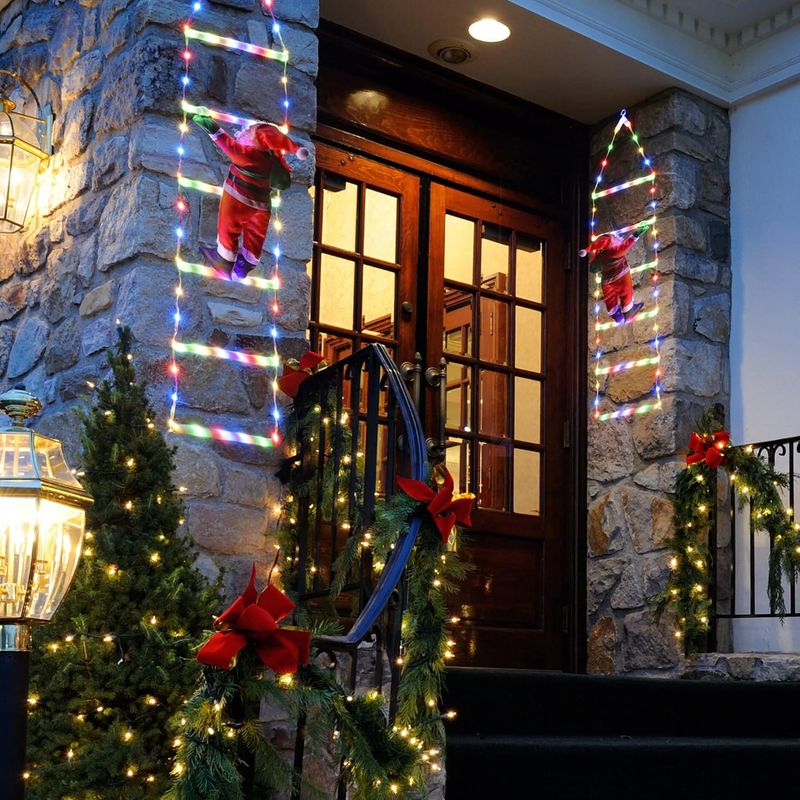 Toodour LED 2,5 FT Weihnachtsdeko-Leiterlichter mit Weihnachtsmann, Dekorationslicht für drinnen und draußen, Fenster,_voghion.com