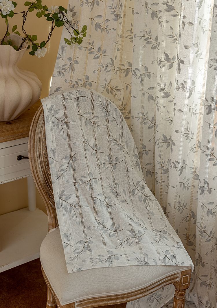 Curtains Printed Hollow Semi Light Blocking Cotton And Linen Fabric Curtains Bedroom Living Room Balcony Curtains_voghion.com