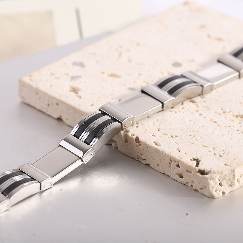 Women's Jewelry Fashion Stainless Steel Bracelet Punk Multi Layer Simple Versatile Silicone Bracelet_voghion.com