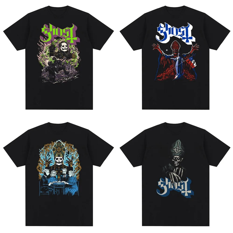 Erkek/Kadın Yeni Tasarım %100 Pamuklu Tişörtler Ghost Rock Grubu Baskılı Kısa Kollu Büyük Boy Tişört Yaygın_voghion.com